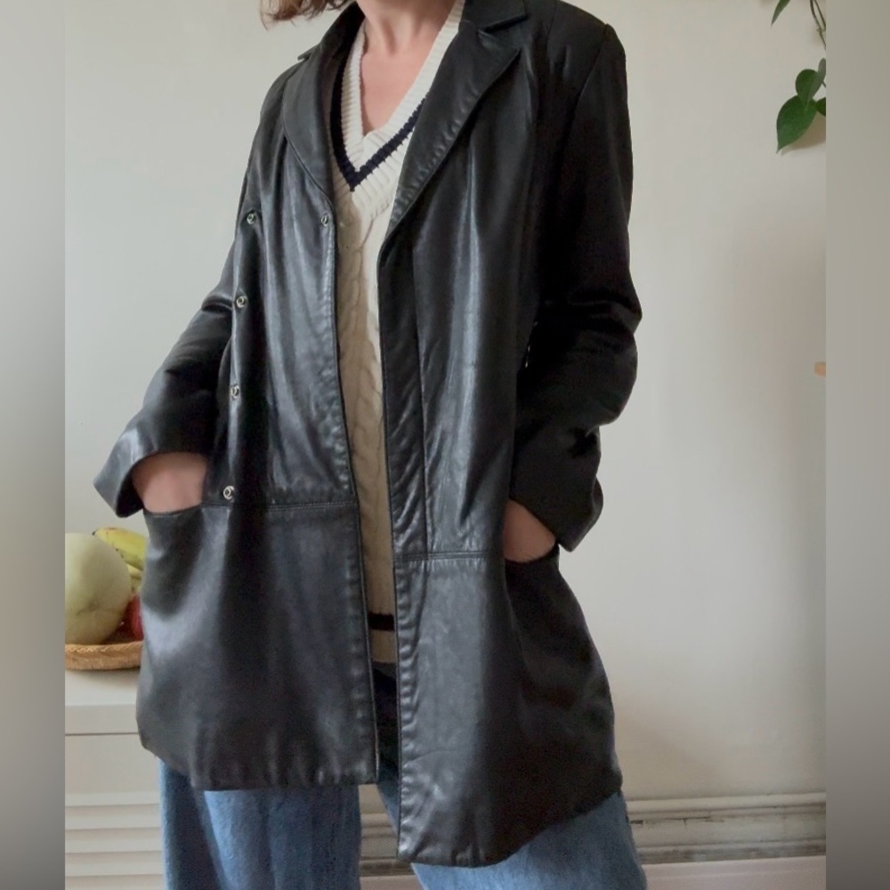 Vintage Danier Black Leather Blazer Coat – Women’s Small